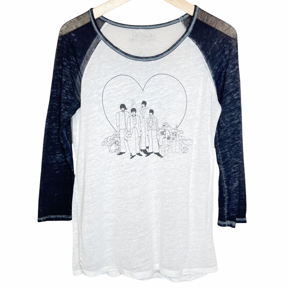 The Beatles Yellow Submarine Graphic Burnout Raglan Tee Size Small